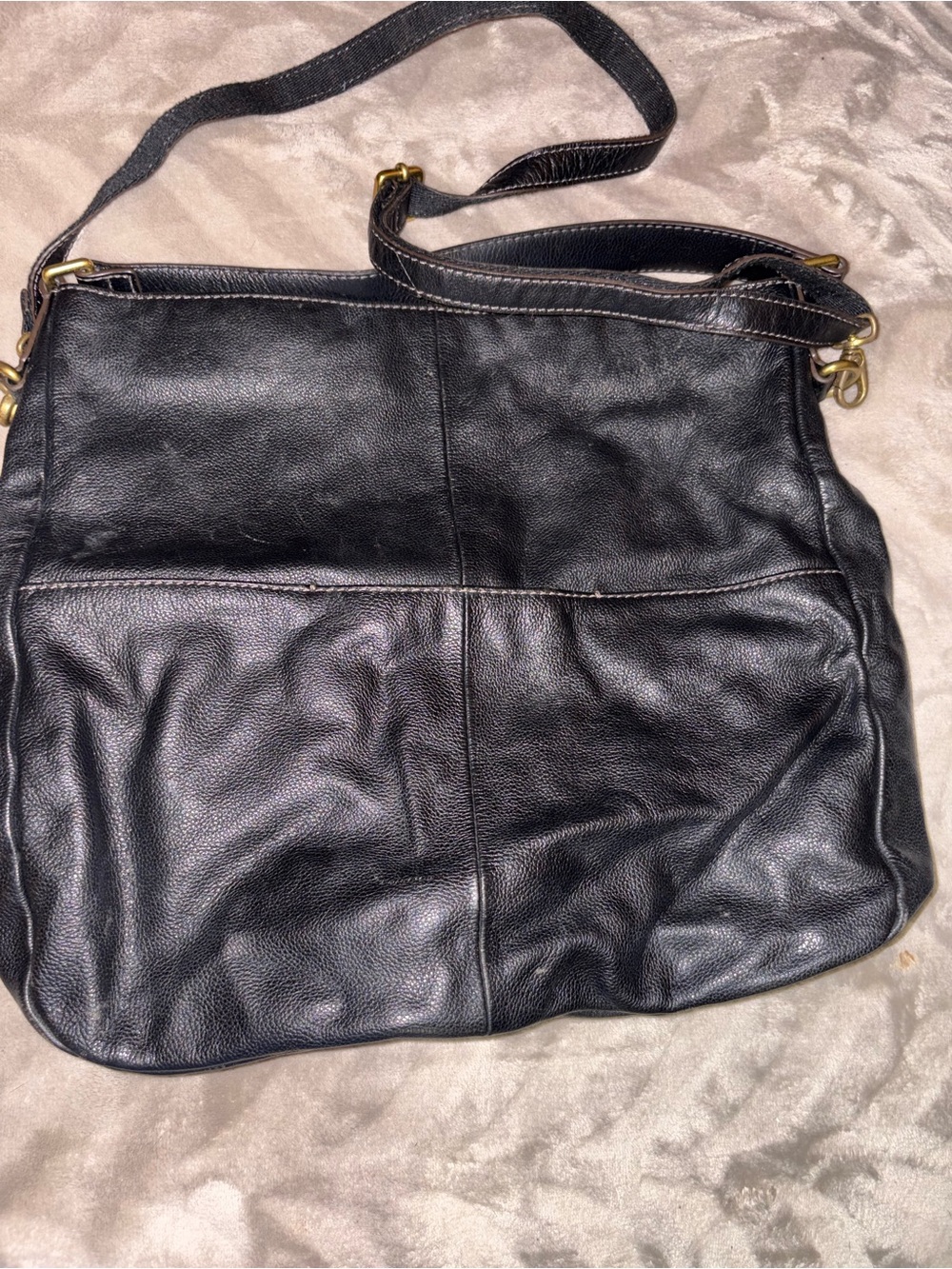 Fossil Black Leather Crossbody Shoulder Bag